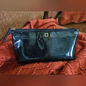 Kate Spade Midnight Blue Glitter Small  Cosmetic Bag